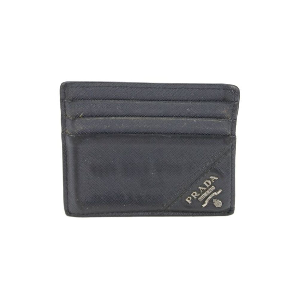 Prada Unisex Adults Leather Multi-Compartment Card Wallet Navy
